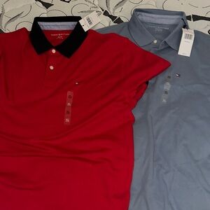 Tommy Hilfiger Men's Polo Shirts in Red and Light Blue